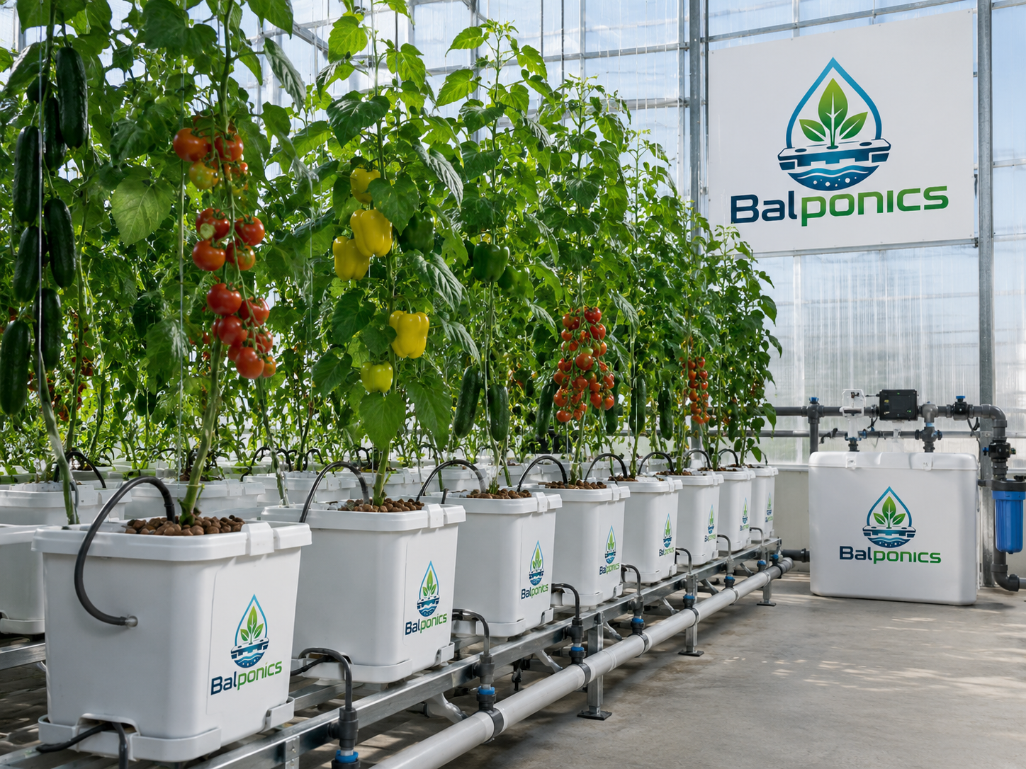 Greenhouse vine crops in substrate containers