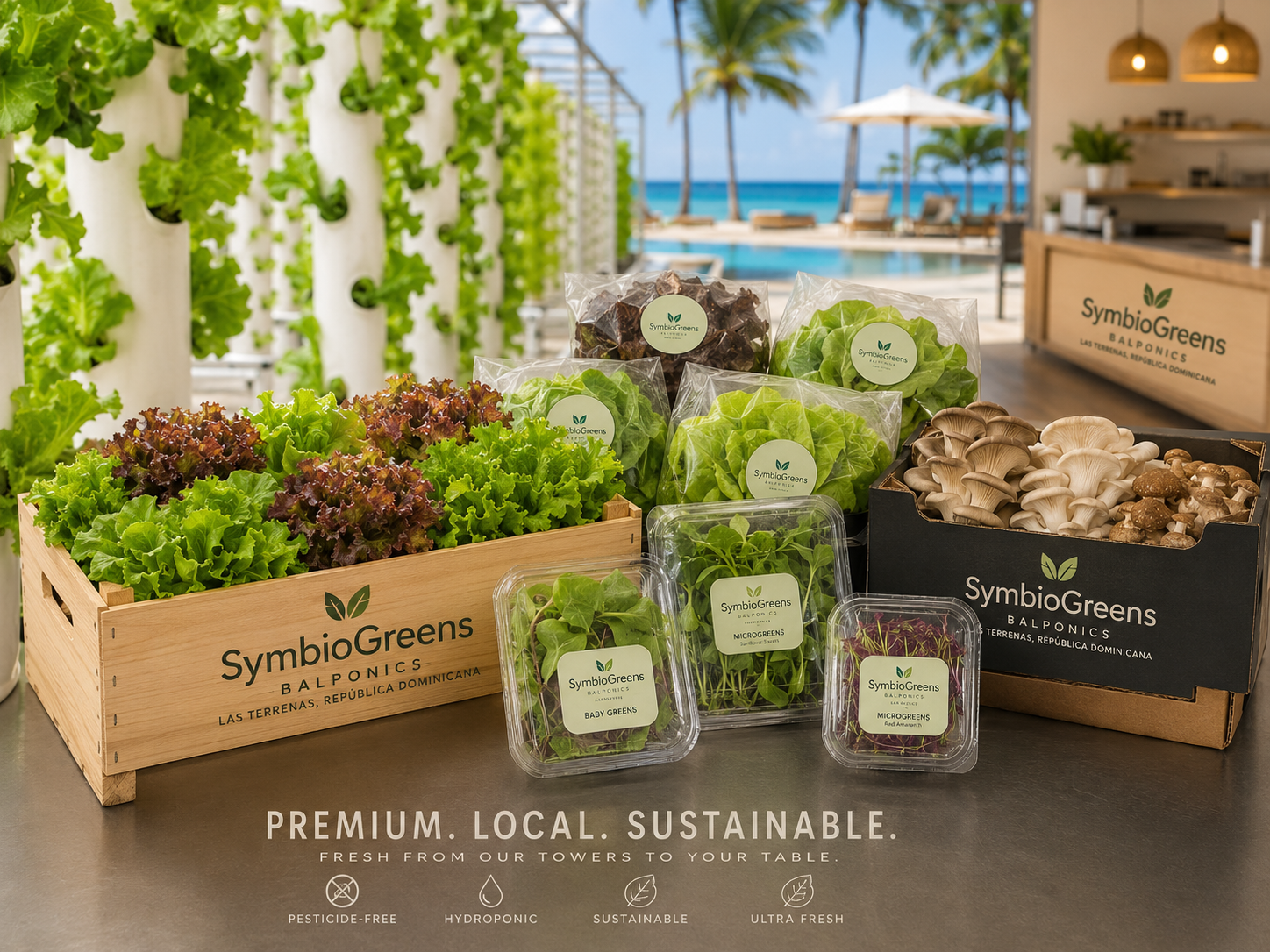 SymbioGreens produce packages for resort and hospitality buyers