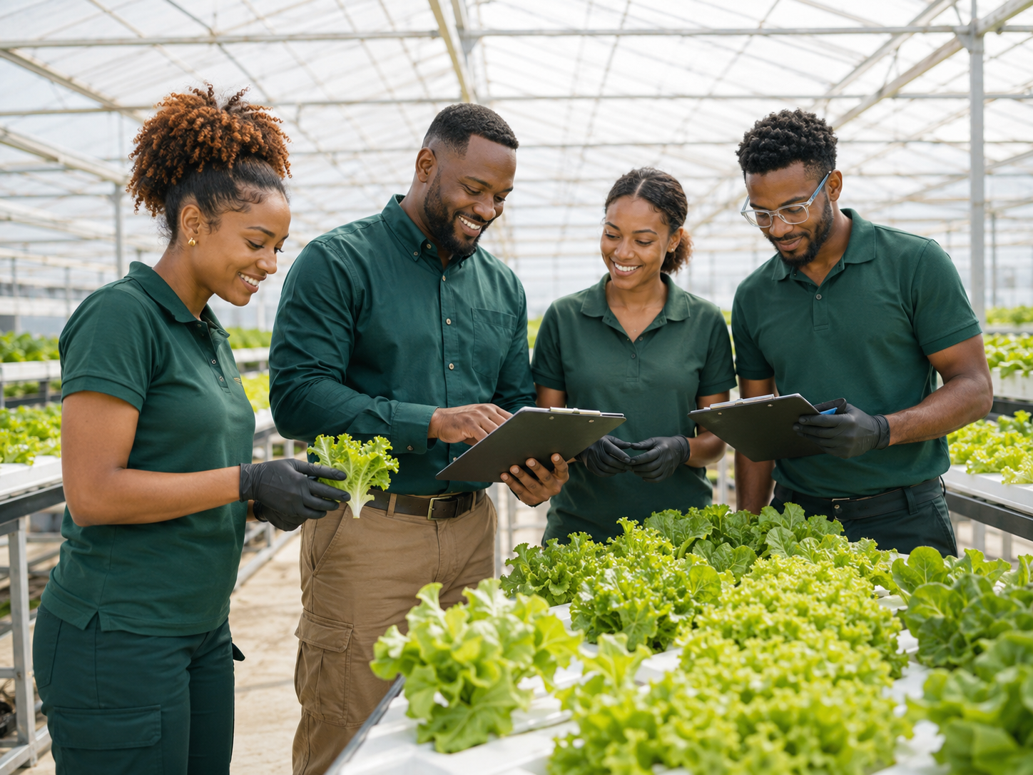 SymbioGreens greenhouse production team